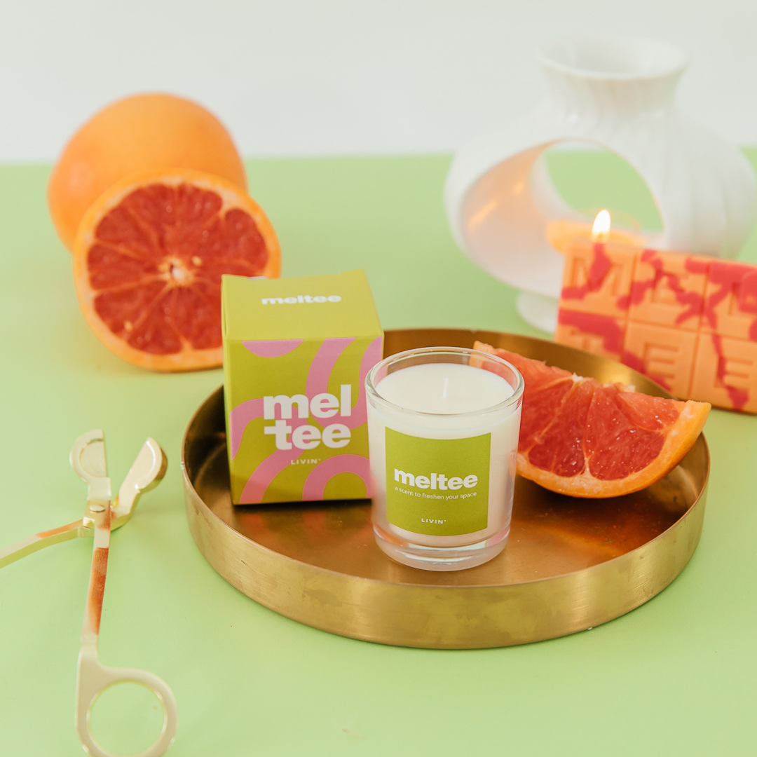 happy place mini votive candle - grapefruit & bergamot